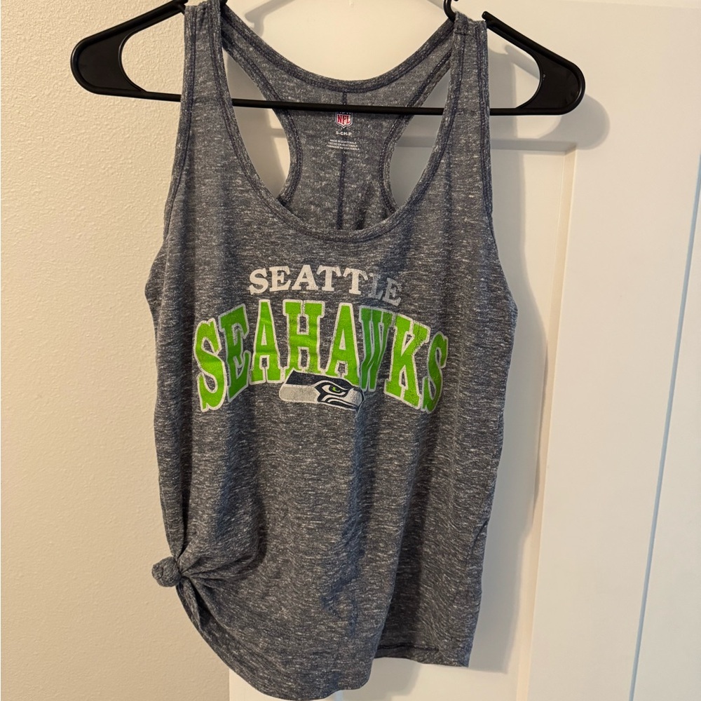 NFL Gray and Green Sleeveless Crop Tie Front Tank Top